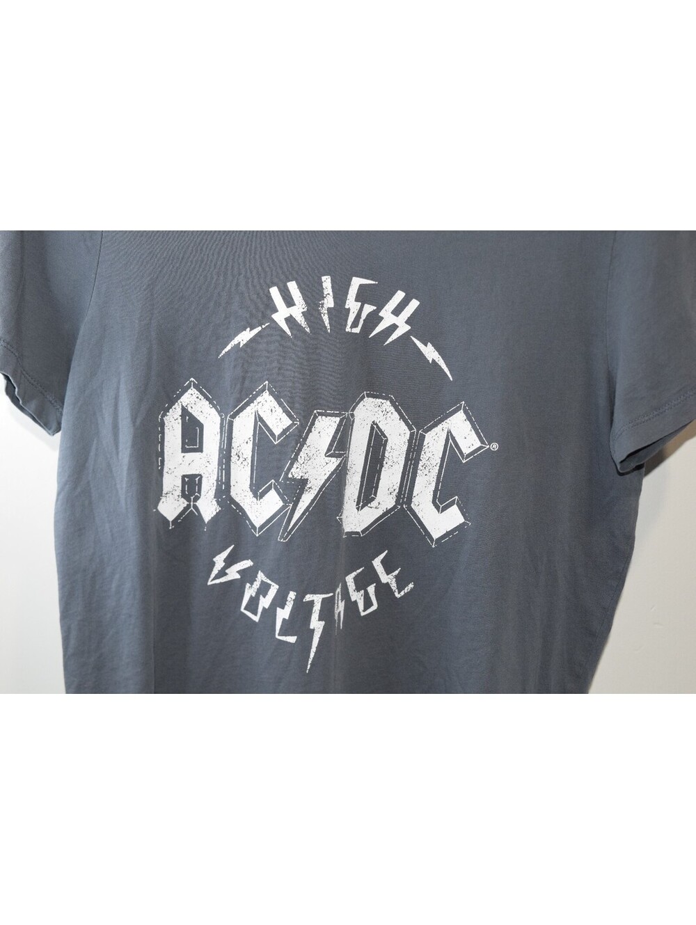 AC/DC High Voltage Graphic T-Shirt Medium Gray Vintage Style